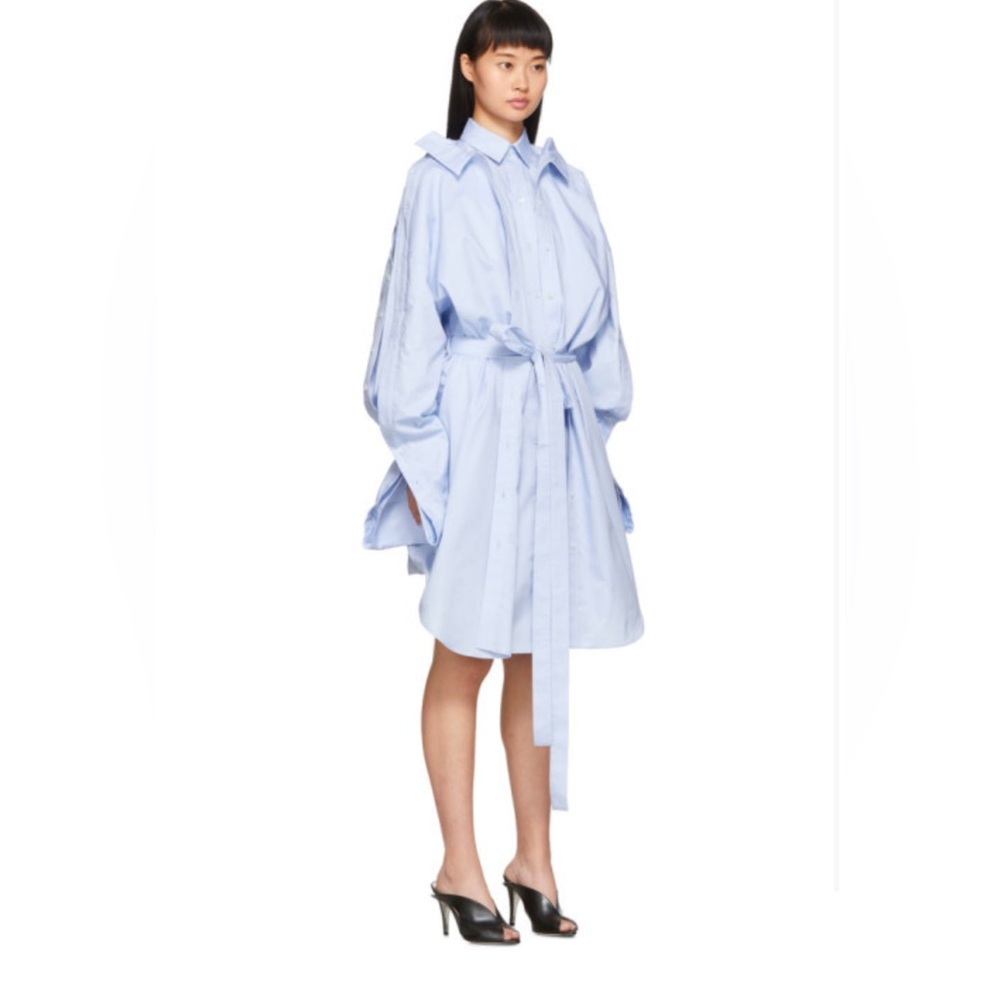 Y/PROJECT Blue Double Layered Shirt Dress Button Down Shirt